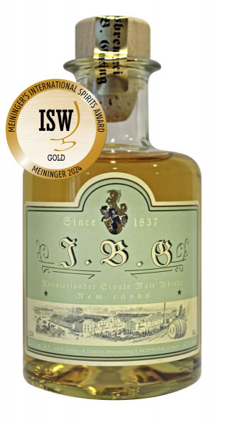 J.B.G Münsterländer Single Malt Whisky, 43%vol., 13 Jahre alt, gereift im neuen Fass.